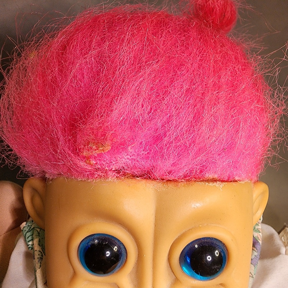 Russ Berrie Troll Plush Floral Dress Pink Hair Soft Body 12" Vintage - Picture 2 of 6